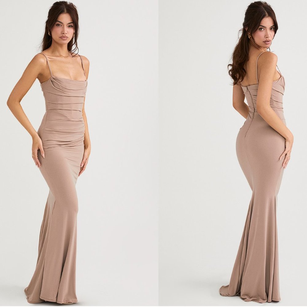 HOUSE OF CB 'Milena' Almond Jersey Corset Maxi Dress NWOT - Picture 5 of 11